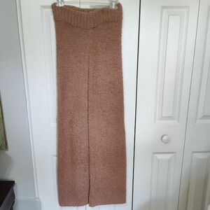 Skims Cozy Knit Wide Leg Lounge Pants High-Waist Wide Leg Fuzzy Pants - Camel